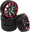 1/10 RC Drift Tire Hard Plastic Tires & 12mm Hex Hub Wheel Rims Compatible with Traxxas HSP Tamiya Kyosho Himoto HPI Redcat MST 1/10 On-Road RC Dr...