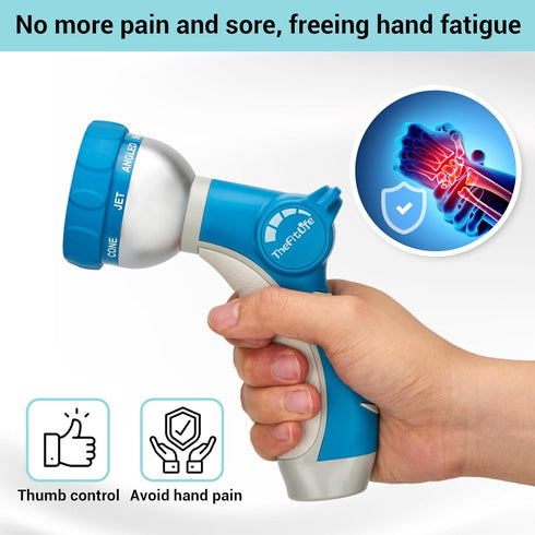TheFitLife Garden Hose Nozzle Sprayer - Integrated Water Nozzle with 8 Adjustable Watering Patterns, Leak Proof, Water-saving, Anti-slip, Easy Con...