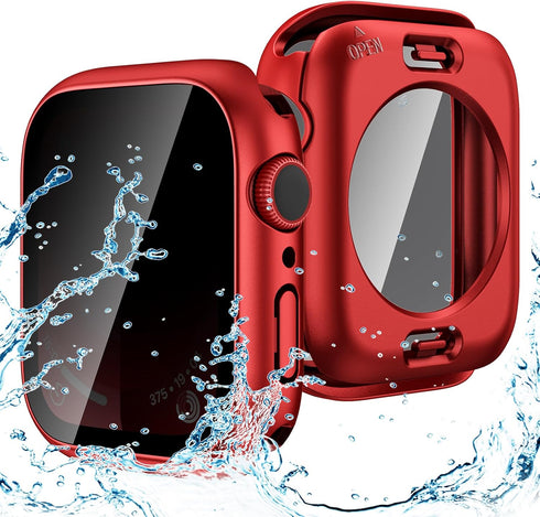 Goton 2-in-1 Waterproof Privacy Case for Apple Watch Screen Protector 45mm 44mm 41mm 40mm SE Series 9 8 7 6 5 4 Ultra 49mm, Front Anti Spy Tempere...