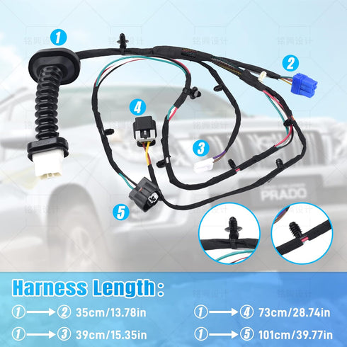 645-506 Rear Door Harness with Connectors Wiring Harness Compatible with 2004-2010 Dodge Ram 1500 2500 3500 4500 5500 Replaces 56051931AB 56051694...