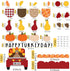 Whaline 88Pcs Thanksgiving Bulletin Board Kit Pumpkin Turkey Maple Leaf Bulletin Board Set Happy Turkey Day Decoration Borders Cutouts with Glue P...