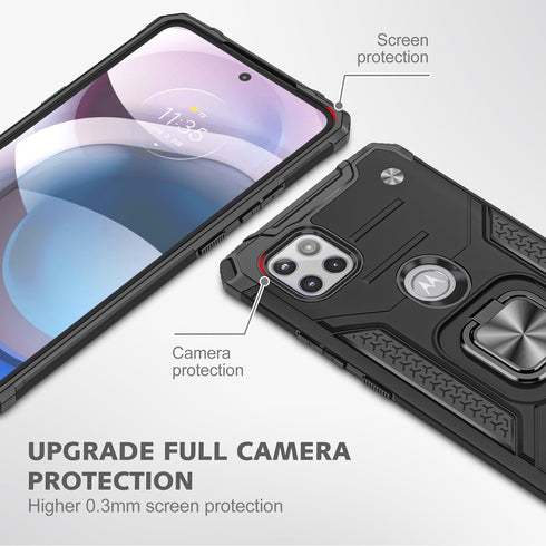 for Moto One 5G Ace Case Military Grade Built-in Kickstand Case with Stand Holster Armor Heavy Duty Shockproof Cover Protective Case for Motorola ...