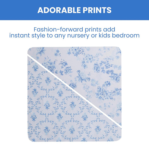 Delta Children 100% Organic Jersey Cotton Baby Receiving Blankets for Girls and Boys – 30x40 Inches - GOTS Certified (Pack of 2), Blue Botanicals...