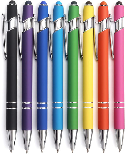 8 Pack Ballpoint Pen 2-in-1 Stylus Retractable Ballpoint Pen with Stylus tip, Metal Stylus Pen for Touch Screens, 1.0 mm Black Ink......