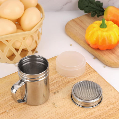 Accmor 2pcs Powdered Sugar Shaker Duster with Handle, Cinnamon Shaker Flour Sifter, 7oz Stainless Steel Fine Mesh Dredges Shakers for Cinnamon Flo...