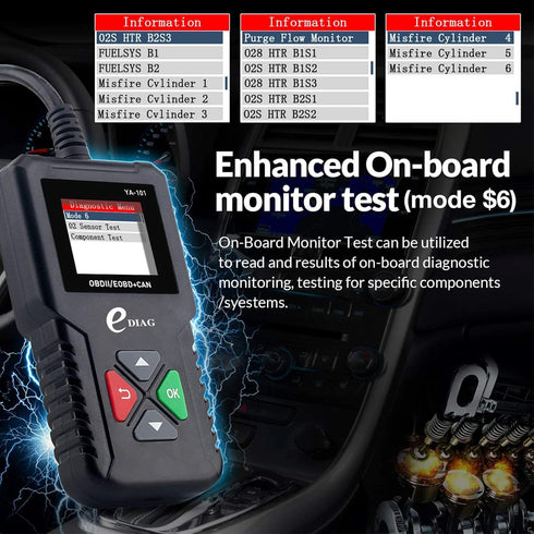 2025 Ver. EDIAG OBD2 Scanner YA-101 Auto Code Reader for Check Engine Light,O2 Sensor,EVAP Test,On-Board Monitor Test,Smog Check,OBD2 Diagnostic S...