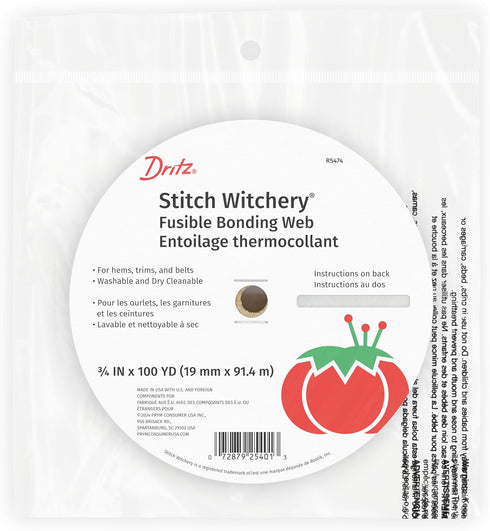 Dritz Stitch Witchery Fusible Bonding Web, Regular Weight, 3/4 Inch x 100 Yards, White Sewing Adhesive, 3/4-Inch X 100-Yards...