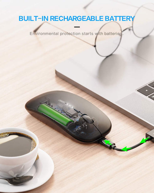 INPHIC Wireless Mouse, 2.4G Silent Rechargeable Ultra Slim USB Portable Mouse, 1600 DPI & 400mAh Battery with Visible Level for Laptop PC Computer...