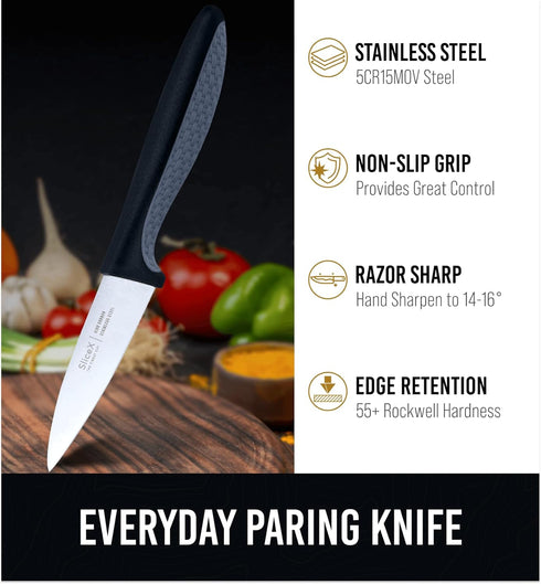 Slicex Regular Paring Knife for Kitchen - Sharp 3.5" (Inch) Fruit Knife for Precise Cutting - Small Pairing Knife Ideal for Peeling and Slicing - ...