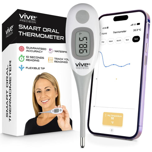 Smart Oral Thermometer - FSA/HSA Approved Medical Grade Body Temperature Reader for Adults, Babies - Digital Fever Monitor with App for Home Use, ...