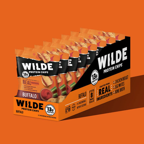 WILDE Buffalo Protein Chips, Thin and Crispy, High Protein, Keto Friendly, Made with Real Ingredients, 1.34oz Bags (Pack of 8)...