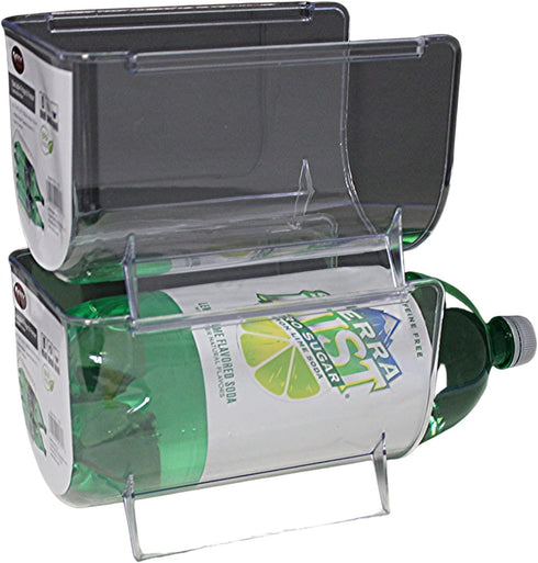 Dependable Industries inc. Essentials Stackabale Fridge & Freezer Safe Soda Bottle Holder Space Saver Pantry, Countertops and Cabinets - Holds 2-L...