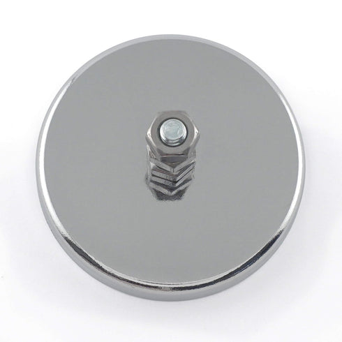Master Magnetics Round Base Magnet with Bolt - 2.65" Diameter, 1.275" Total Height, 65 Pound Pull, Chrome, Pack of 2, RB70B3NX2...