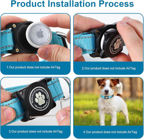 Airtag Dog Collar, Nylon Collar with Waterproof Air Tag Holder, Luminous Reflective Adjustable Pet Collar for Small Medium Large Heavy Duty Dogs,B...