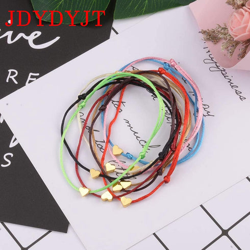 YJT Heart Wish Bracelet That Fall Off Make A Wish Red String Bracelets for Women Teen Girls Handmade Jewelry Adjustable 7" to 11.8", 10 pc...