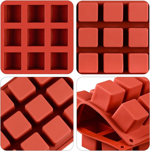 Square Silicone Mold, 8 Cavity Cube Cake Mold Non-Stick Baking Mold for Mousse Cake. French Dessert, Chocolate, Brownie, Ice cream, Truffle, Jelly...