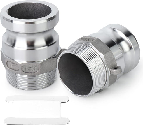 TAISHER 2PCS Global Type F Aluminum Cam & Groove Hose Fittings?1-1/2" Plug x 1-1/2" NPT Male...