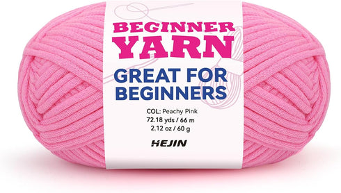 60g Peach Yarn for Crocheting and Knitting;66m (72yds) Cotton Yarn for Beginners with Easy-to-See Stitches;Worsted-Weight Medium #4;Cotton-Nylon B...