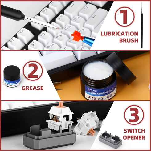 YIMAGUJRX RUNJRX Keyboard Switch Lube Kit JRX 205G0 0.53oz/15g, Switch Opener for MX Cherry Panda Kailh Gateron Switch,Lube Brush for Mechanical K...