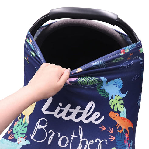 Baby Car Seat Cover for Boys, Little Brother Car Seat Canopy, Multiuse Nursing Covers, Dinosaur Theme Infant Carrier Cover Summer, Breastfeeding S...