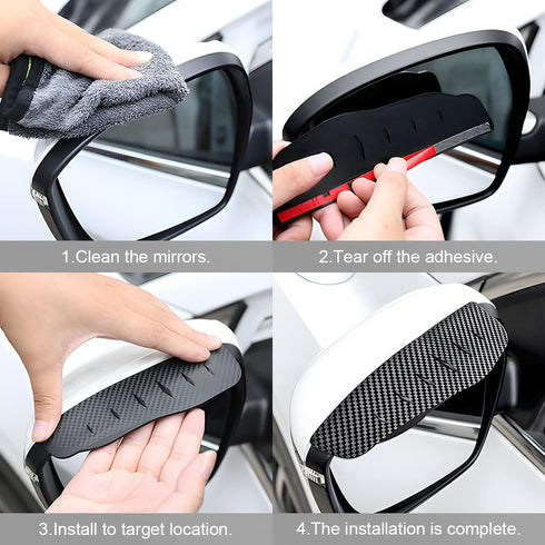 2Pcs Car Rear View/Side Mirror Rain Visor Guard, Carbon Fiber Appearance , Waterproof Smoke Guard Auto Eyebrow Cover, Exterior Accessories for Mos...