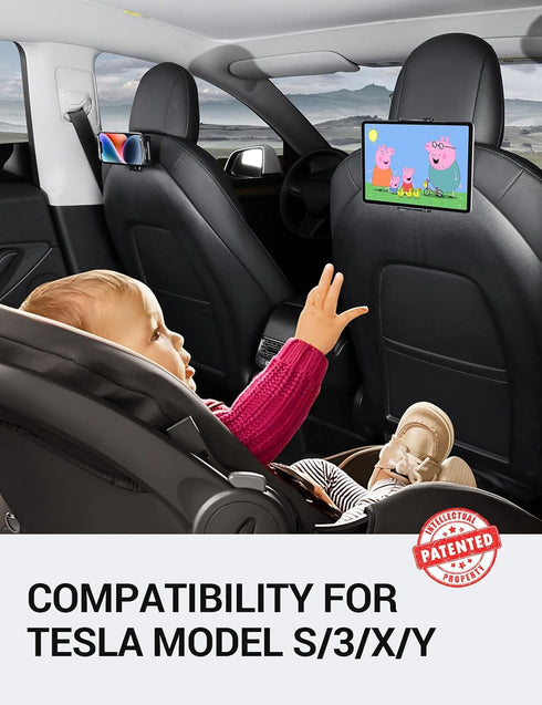 BASENOR 2024 Newest Tesla Model Y Model 3 Model S Model X LR/Plaid Tablet Holder Headrest Tablet Mount Headrest Stand Cradle Accessories...
