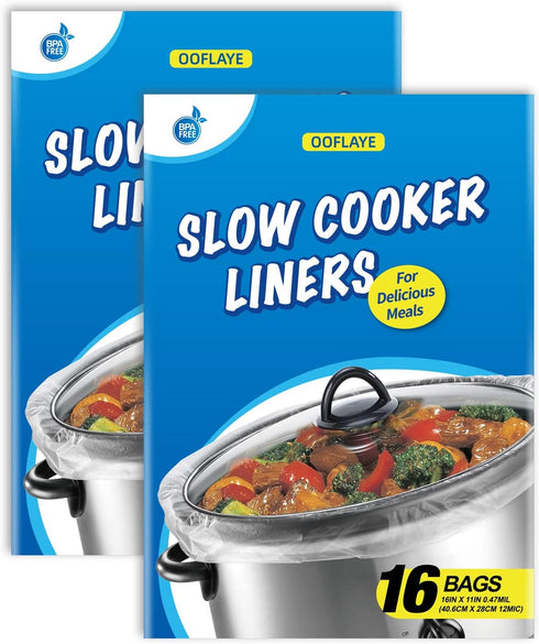 32 Counts Slow Cooker Liners Small Size(11 x 16 Inch) Kitchen Disposable Cooking Bags Fits 1 to 3 Quarts Safe for Oval or Round Pot -2Pack...