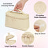 Wandering Nature Cosmetic Bag Makeup Toiletry Pouch for Women with Portable Flip & Double Zipper for Travel Toiletry Bag, Beige...