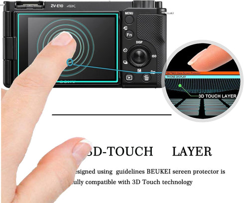 beukei (3 Pack) Designed for Sony Alpha ZV-E10 ZVE10 ZV-1F ZV1F ZV-1 II ZV-1 ZVI ZV1II Camera Screen Protector Tempered Glass, 9H Hardness...