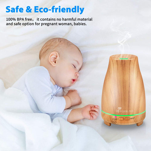 Diffuserlove Essential Oil Diffuser 200ML Aroma Diffuser Mist Humidifiers with 7 Color LED Lights, Auto Shut-Off Function for Bedroom Office Room ...