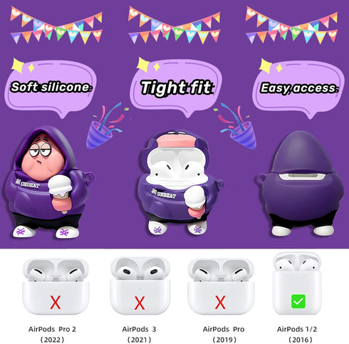Cute AirPods Case for Airpod 2nd/1st, Fun Kawaii Fashion Cartoon 3D Cool Silicone Case for AirPods 1&2nd Generation with Cleaner kit&Keychain and ...