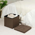 B FSOBEIIALEO Storage Ottoman Cube, Toy Chest Folding Footrest for Living Room Seat, 12.6"X12.6"X12.6" (Linen Brown)...