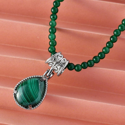 SHOP LC DELIVERING JOY Green Quartzite Bead Malachite Pendant Statement Choker Necklace Jewelry 20 Inches Women Birthday Gifts for Women...