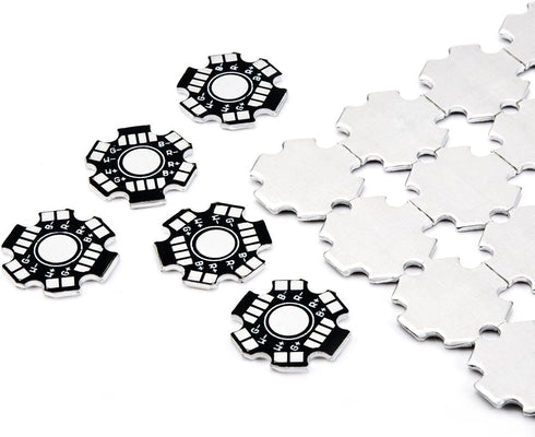 CHANZON 25pcs 1W 3W 5W LED Heat Sink (8 pin White) Aluminum Base Plate Panel PCB Circuit Board Substrate 20mm Star DIY Heat Sink Cooling for RGBW ...