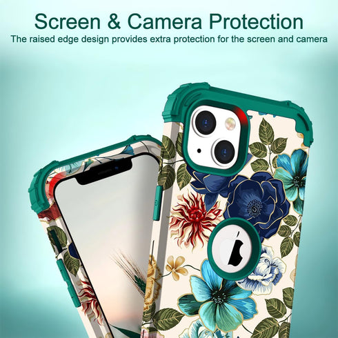 Hocase for iPhone 14 Case/iPhone 13 Case, Heavy Duty Shockproof Protection Soft Silicone Rubber+Hard Plastic Bumpers Hybrid Protective Case for iP...