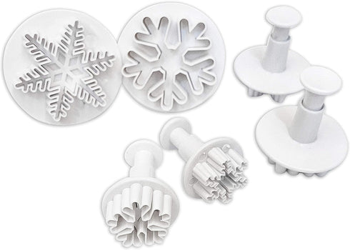 Clever Monster Snowflake Cookie Cutters Set of 6, Plunger Cutter Cake Decorating Supplies Fondant Molds Embossing Tool Snowflake Plunger Cake Cutt...