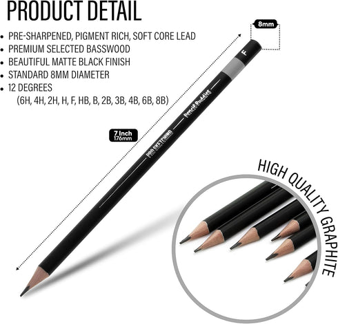 Sketch Pencils for Drawing, Triangular Drawing Pencils Set, 12 Pack Art Pencils for Drawing & Shading, Graphite Shading Pencils for Sketching, Adu...