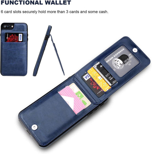 KIHUWEY for iPhone 7/8 Plus Case Wallet with Credit Card Holder, Premium Leather Magnetic Clasp Kickstand Heavy Duty Protective Cover for iPhone 7...
