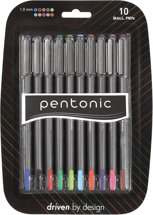 linc Pentonic Premium Ball Point Pen 1.0 mm Medium Point, 10-Count, Assorted Colors | Medium Point Featherlite Feel, Easy Flow Ink Technology, Sle...