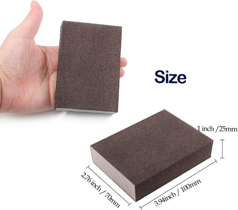 220 Grit Sanding Block - 12Pcs, Wet Dry Sanding Sponge Foam Sandpaper Block Washable & Reusable Sandpaper Sponge for Drywall Wood Plastic Metal Fu...