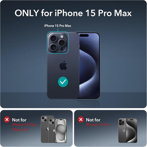 ESR 3+2 Pack Armorite Screen Protector Set for iPhone 15 Pro Max, Black Edge Ultra-tough Tempered Glass Film with Flawless Fit Tray, 3-Pack with 2...