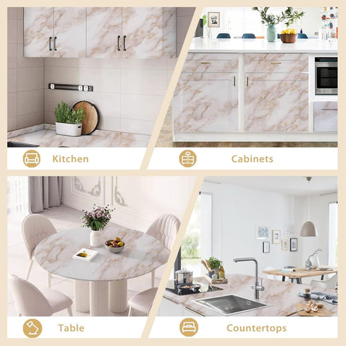 Abyssaly Marble Contact Paper for Countertops, Matte White Gold Marble Peel and Stick Wallpaper, Self Adhesive Kitchen Counter Top Peel and Stick ...