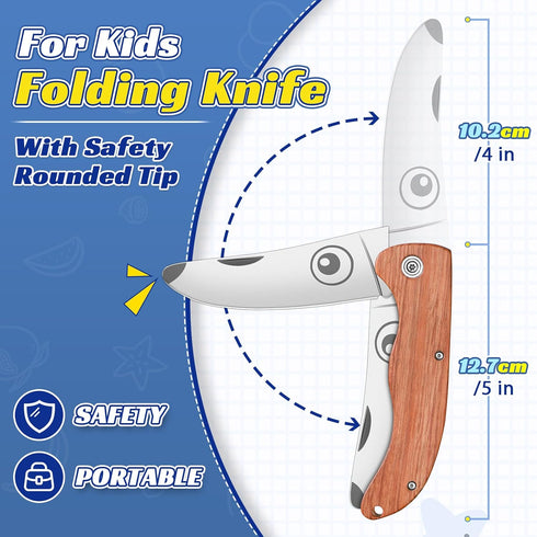 TIVOLI Kids Pocket Knife Folding Knife Safety Knife for Kids with Safe Rounded Camping Knife Designed for Children's Outdoor Camping with Hanging ...