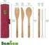 Bamboo Cutlery Set | Bamboo Silverware Set | Knife, Fork, Spoon, Straw| | Bamboo Flatware Set | Bamboo Utensils in Pouch | Wooden Eating Utensils ...