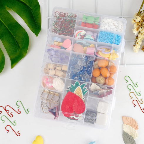 24 Grids Plastic Organizer Box With Dividers Clear Craft Storage Bead Organizer Box Earring Organizer Travel Pill Organizer Jewelry Organizer Stor...