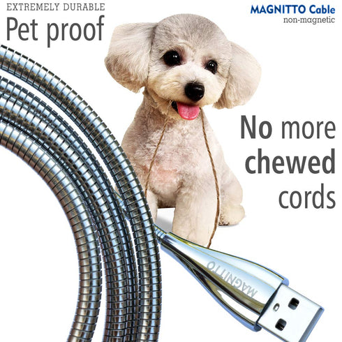 Metal Braided Cord, USB Charging Cable, Stainless Steel, Strong Durable Wire, Tangle Free, Data sync high Speed 3.3ft, Silver Charger Cable...