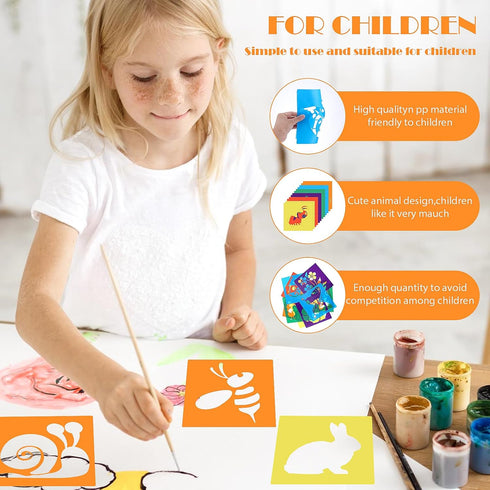 12 Pcs Stencils for Kids, 8 Inch Large Drawing Stencils Sidewalk Chalk Stencils Washable Reusable Garden Themed Shape Template Stencils for Crafts...