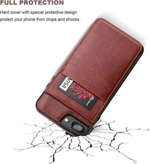 KIHUWEY for iPhone 7/8 Plus Case Wallet with Credit Card Holder, Premium Leather Magnetic Clasp Kickstand Heavy Duty Protective Cover for iPhone 7...