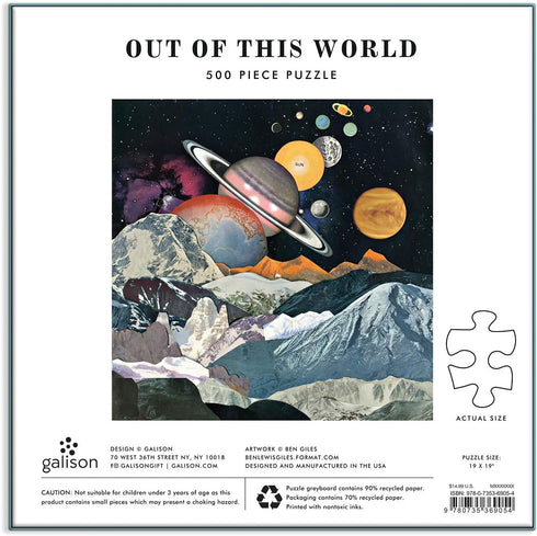 Out of This World 500 Piece Puzzle from Galison - Features a Galactic Collage of Space, 19" x 19", Challenging and Fun Family Puzzle, Unique Gift ...