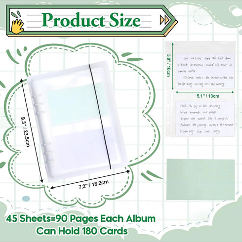 3x5 Index Card Holder Binder Card Organizer for Note Cards, Flash Cards, and Recipe Cards, 90 Card Sleeves - Stores up to 180 Index Cards, Indexca...